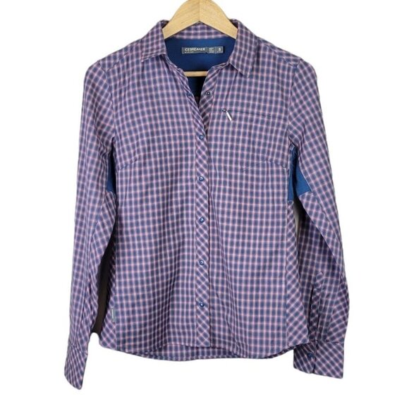 ICEBREAKER terra plaid long sleeve shirt merino wool S - Picture 2 of 15